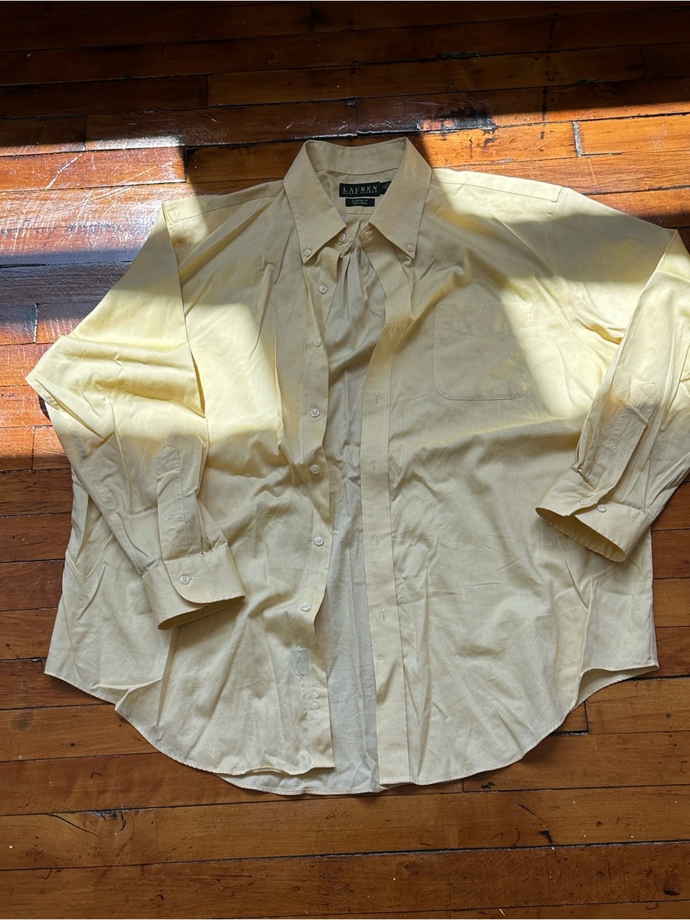 Ralph Lauren Men's Pale Yellow Button-Down Shirt